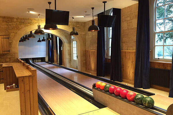 Bowling alley with LED floor up lights