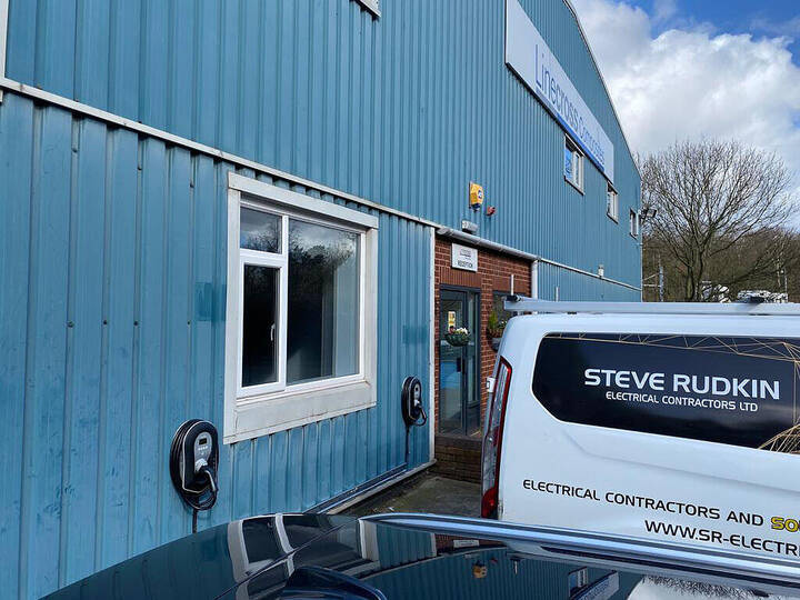 Steve Rudkin Electrical van on site at a factory in Cannock