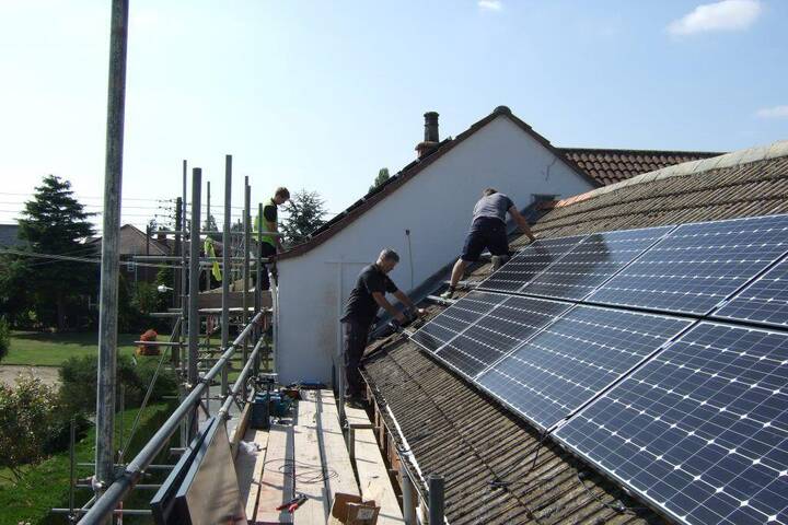 Solar install from scaffold