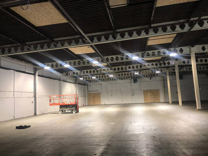 Warehouse lighting ready for a racking system